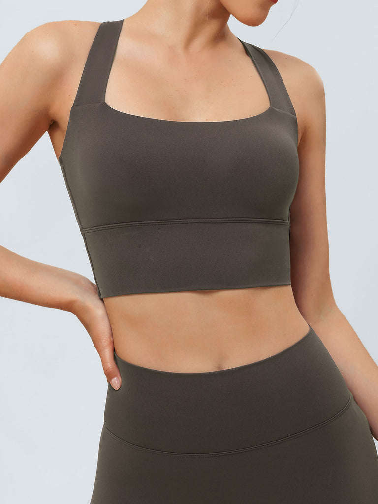 Women Knitted Nylon Yoga Sports Bras Sustainable Yoga Tops - BERLOOK