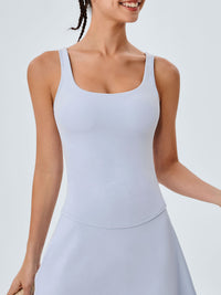 Women Knitted Nylon Yoga Tank Tops Light Blue Sustainable Yoga Tops - BERLOOK