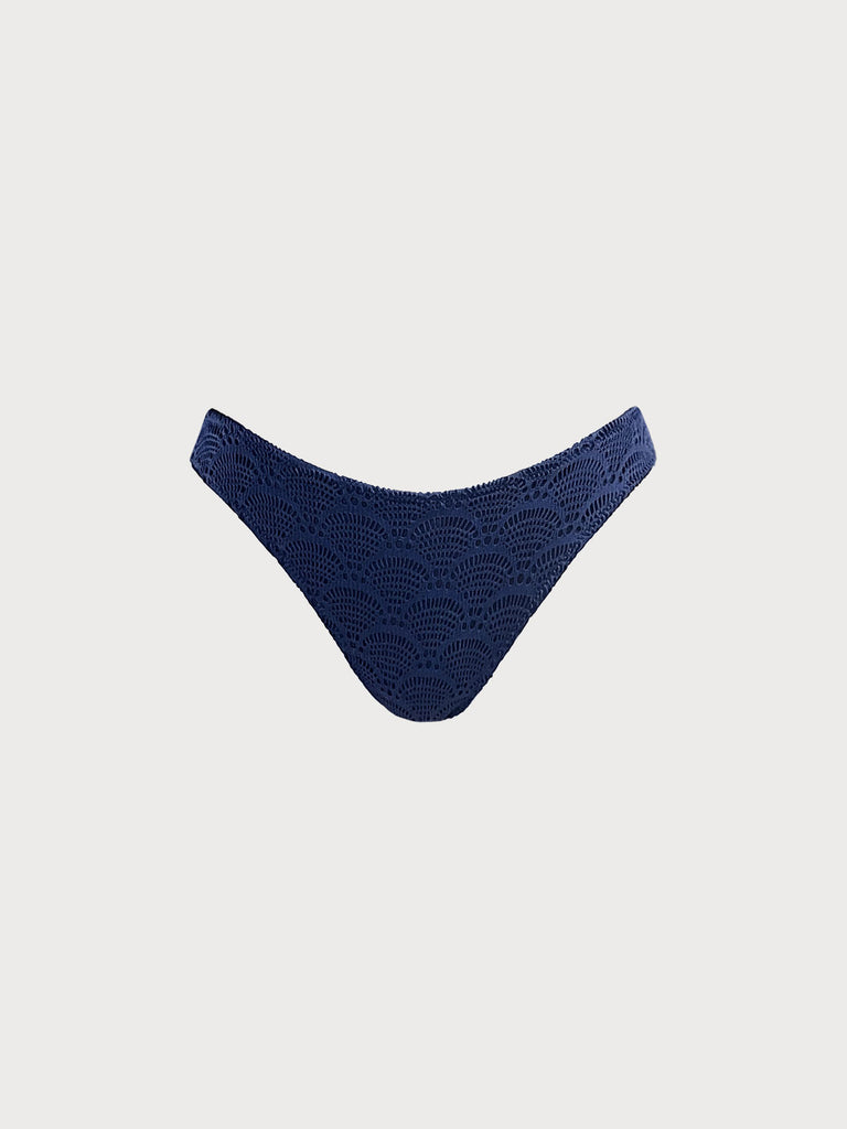 Women Knitted Polyester Bikini Bottoms Blue Sustainable Bikinis - BERLOOK