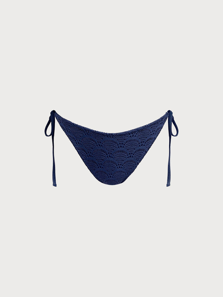 Women Knitted Polyester Bikini Bottoms Blue Sustainable Bikinis - BERLOOK