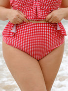 Women Knitted Polyester Bikini Bottoms Red Sustainable Plus Size Bikinis - BERLOOK
