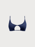 Women Knitted Polyester Bikini Tops Blue Sustainable Bikinis - BERLOOK