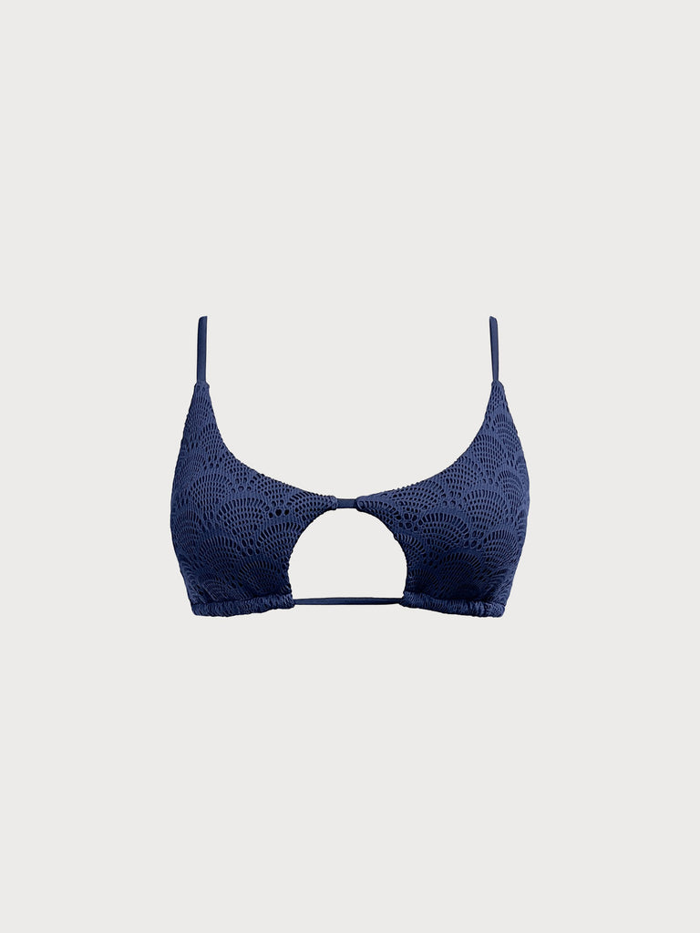Women Knitted Polyester Bikini Tops Blue Sustainable Bikinis - BERLOOK