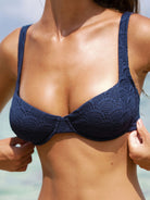 Women Knitted Polyester Bikini Tops Blue Sustainable Bikinis - BERLOOK