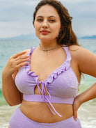 Women Knitted Polyester Bikini Tops Purple Sustainable Plus Size Bikinis - BERLOOK