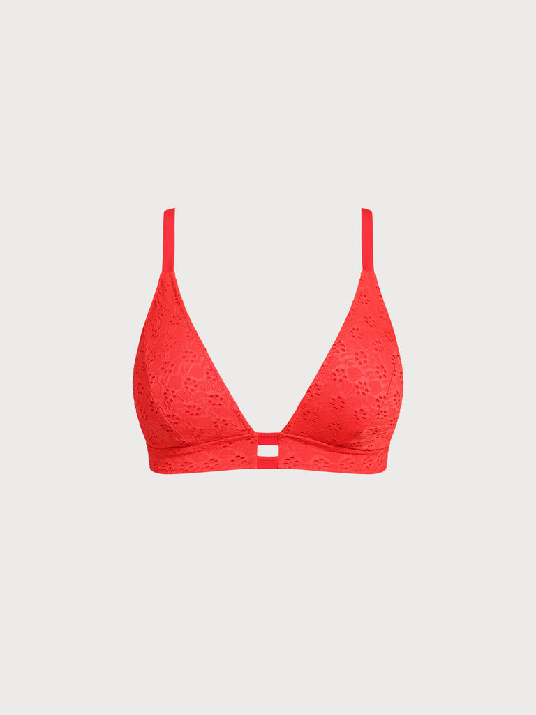 Women Knitted Polyester Bikini Tops Red Sustainable Plus Size Bikinis - BERLOOK