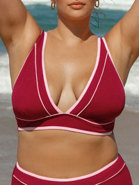 Women Knitted Polyester  Bikini Tops Red Sustainable Plus Size One-Pieces - BERLOOK