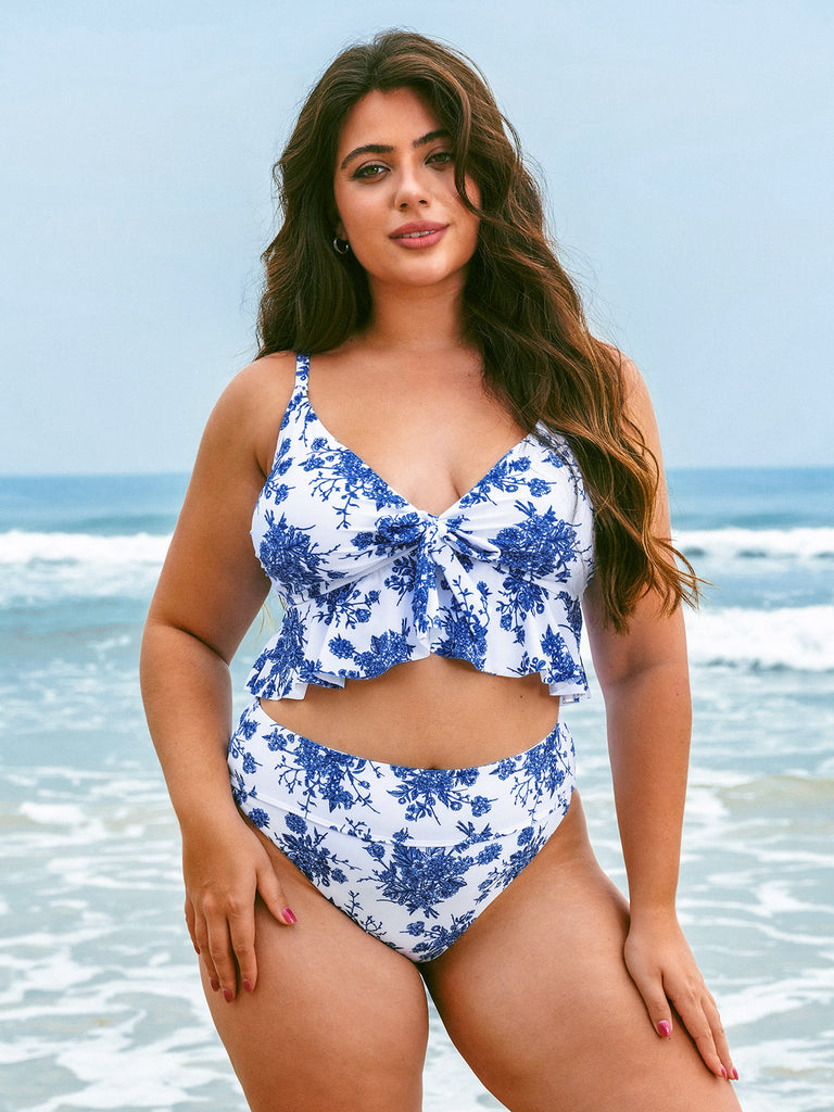 Women Knitted Polyester Bikini Tops Sustainable Plus Size Tankinis - BERLOOK