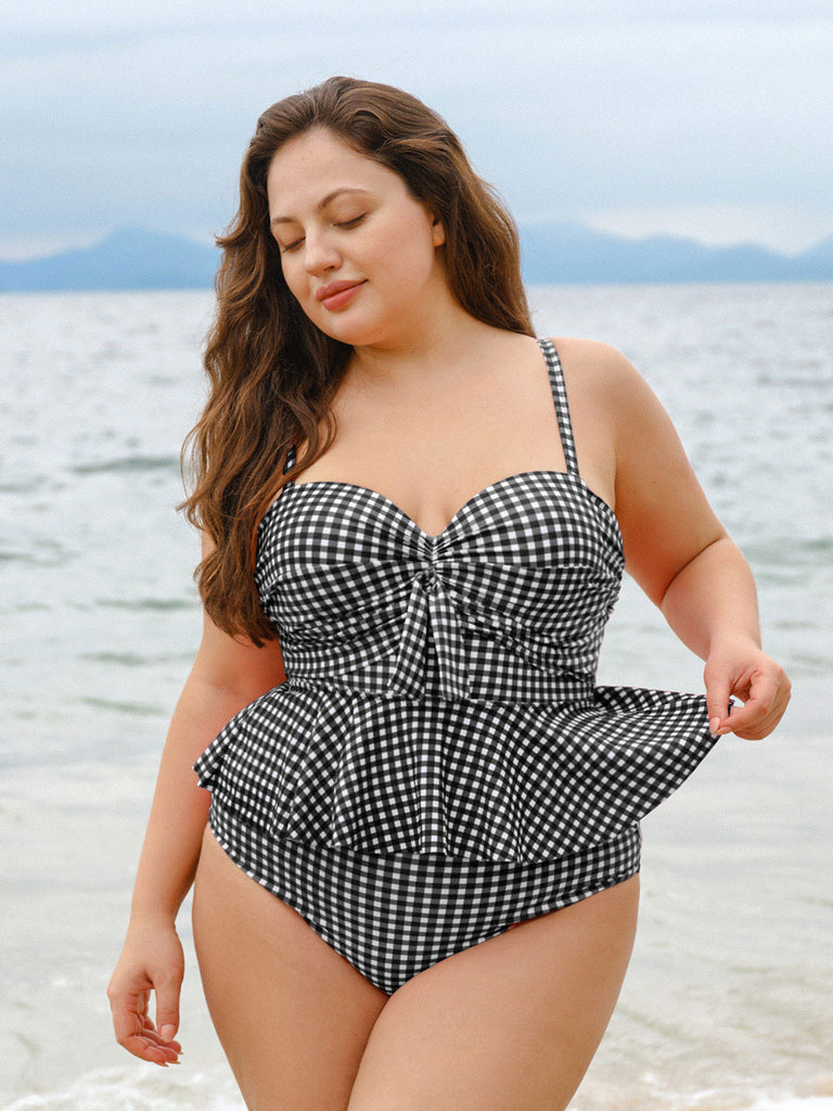 Women Knitted Polyester Bikini Tops Sustainable Plus Size Tankinis - BERLOOK