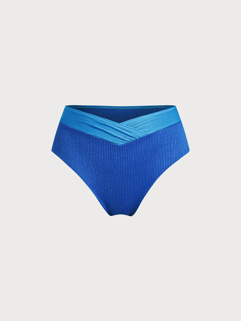 Women Knitted Polyester Blended Bikini Bottoms Blue Sustainable Plus Size Bikinis - BERLOOK