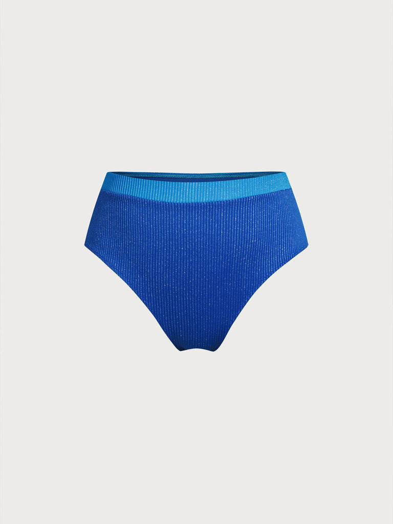 Women Knitted Polyester Blended Bikini Bottoms Blue Sustainable Plus Size Bikinis - BERLOOK