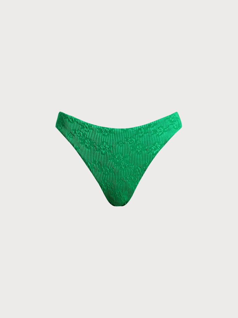 Women  Knitted Polyester Blended Bikini Bottoms Green Sustainable Bikinis - BERLOOK