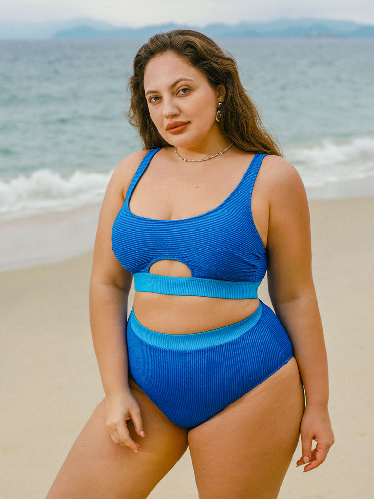 Women Knitted Polyester Blended Bikini Bottoms Sustainable Plus Size Bikinis - BERLOOK