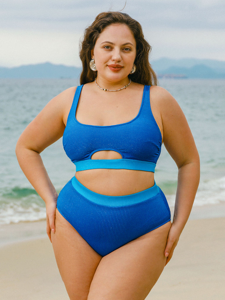 Women Knitted Polyester Blended Bikini Bottoms Sustainable Plus Size Bikinis - BERLOOK