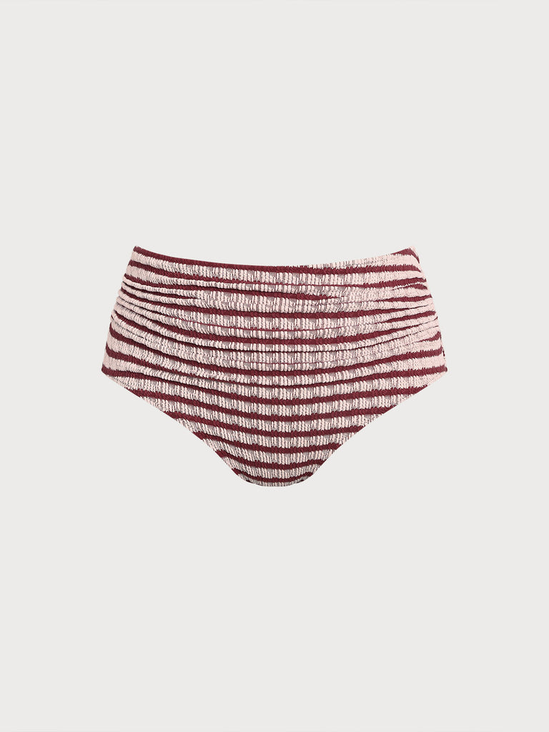 Women Knitted  Polyester Blended Bikini Bottoms Wine Red Sustainable Plus Size Tankinis - BERLOOK