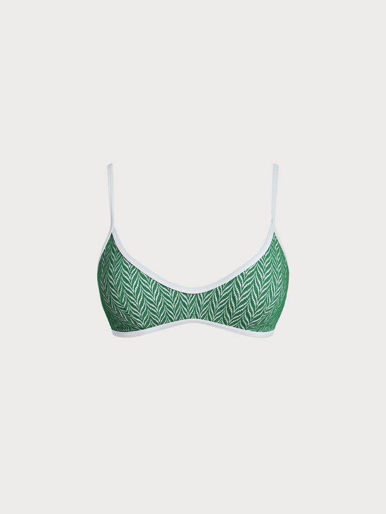 Women Knitted Polyester Blended Bikini Tops Dark Green Sustainable Surfing Clothes - BERLOOK
