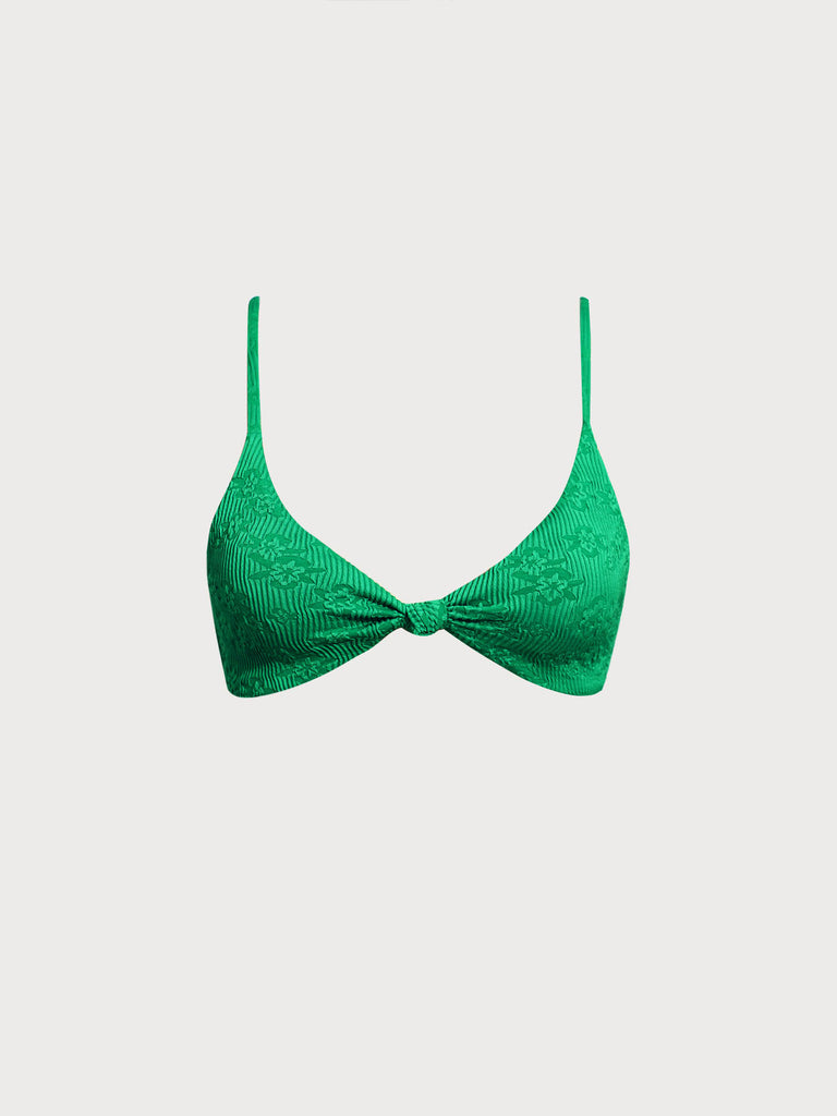 Women Knitted Polyester Blended Bikini Tops Green Sustainable Bikinis - BERLOOK
