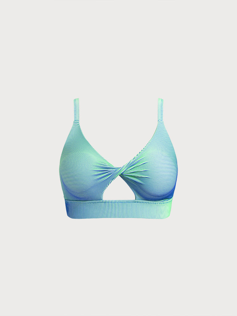 Women Knitted Polyester Blended Bikini Tops Green Sustainable Plus Size Bikinis - BERLOOK