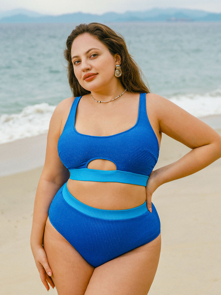 Women Knitted Polyester Blended Bikini Tops Sustainable Plus Size Bikinis - BERLOOK