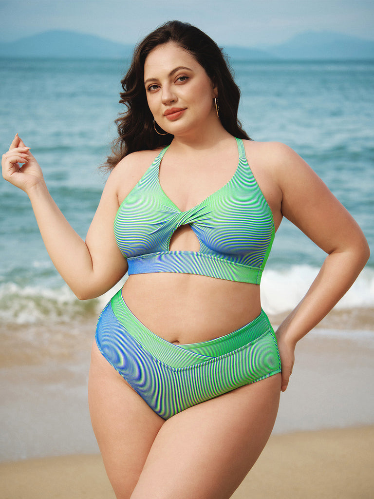 Women Knitted Polyester Blended Bikini Tops Sustainable Plus Size Bikinis - BERLOOK