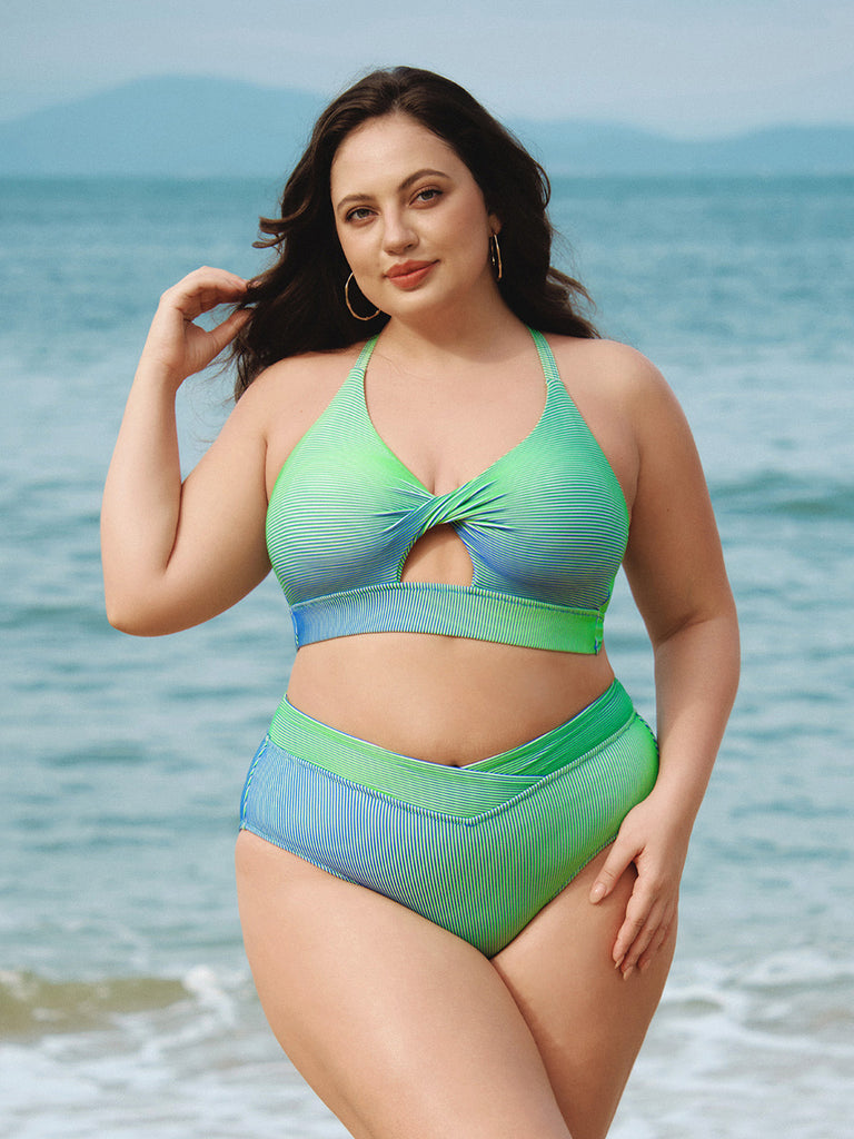 Women Knitted Polyester Blended Bikini Tops Sustainable Plus Size Bikinis - BERLOOK