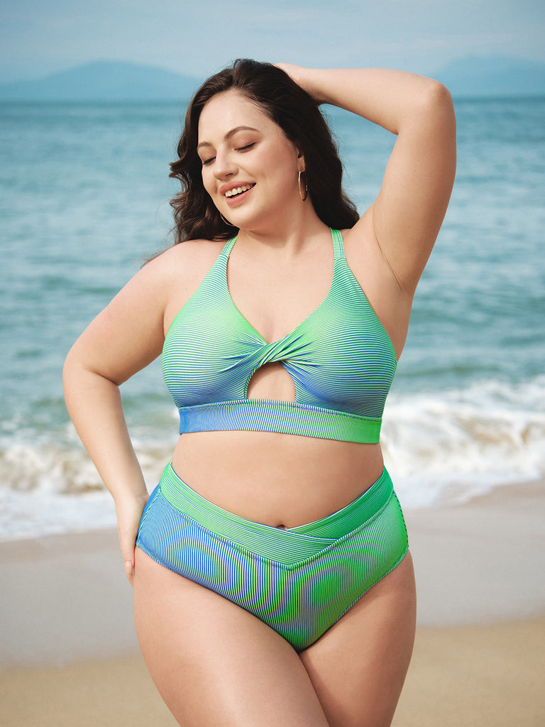 Women Knitted Polyester Blended Bikini Tops Sustainable Plus Size Bikinis - BERLOOK