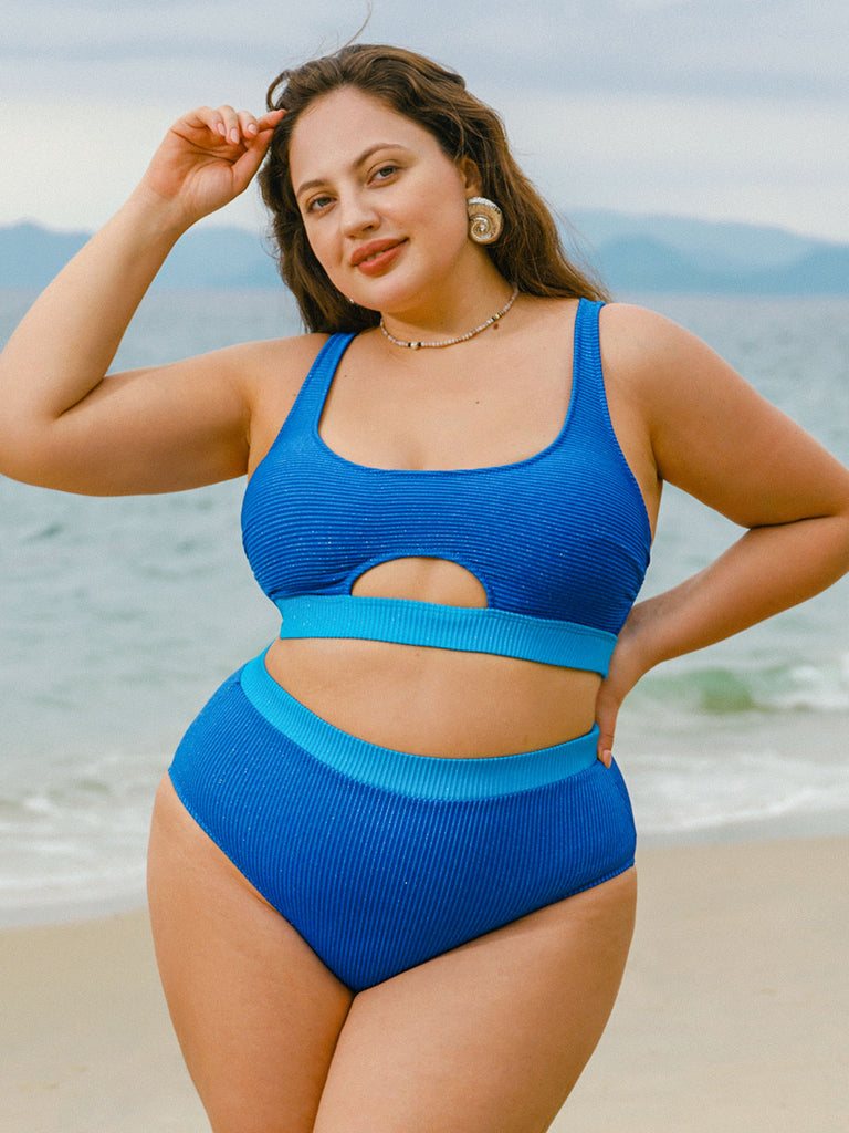 Women Knitted Polyester Blended Bikini Tops Sustainable Plus Size Bikinis - BERLOOK