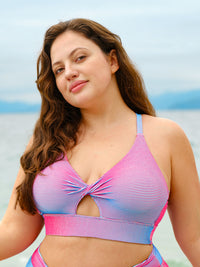 Women Knitted Polyester Blended Bikini Tops Sustainable Plus Size Bikinis - BERLOOK