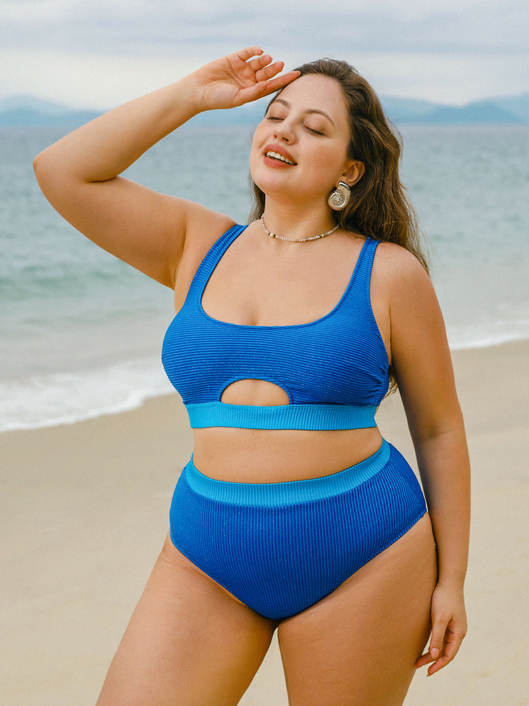 Women Knitted Polyester Blended Bikini Tops Sustainable Plus Size Bikinis - BERLOOK