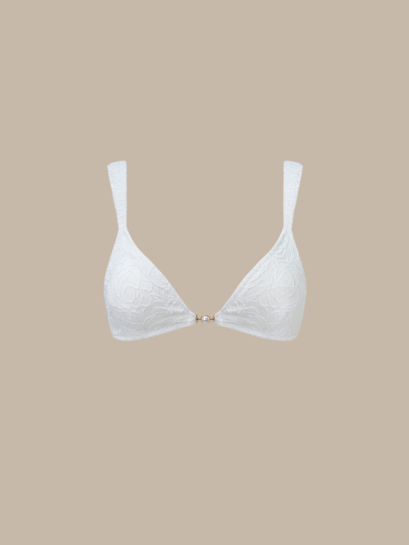 Women Knitted Polyester Blended Bikini Tops White Sustainable Bikinis - BERLOOK