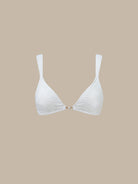 Women Knitted Polyester Blended Bikini Tops White Sustainable Bikinis - BERLOOK