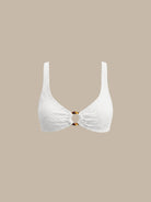 Women Knitted Polyester Blended Bikini Tops White Sustainable - BERLOOK