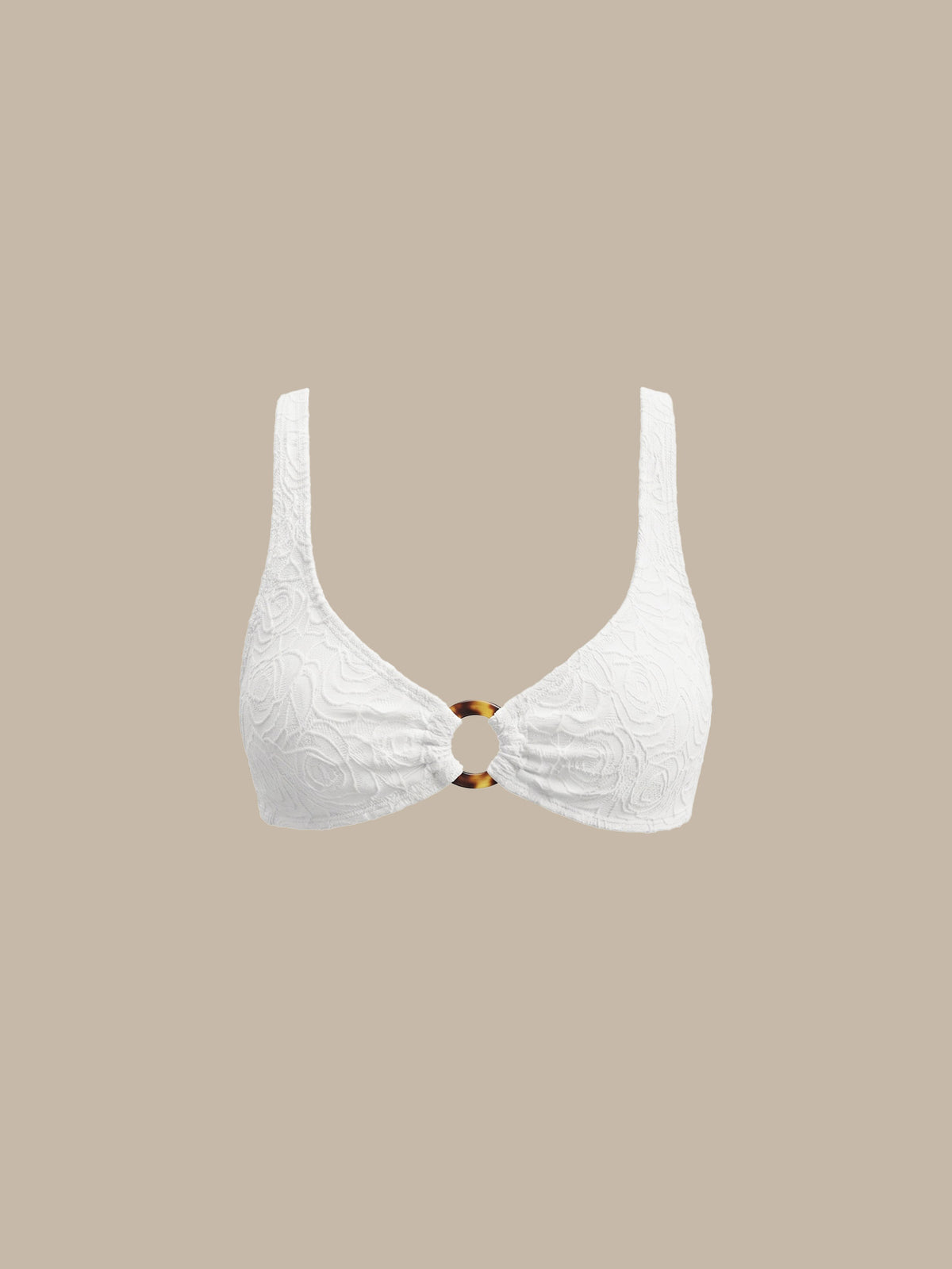 Women Knitted Polyester Blended Bikini Tops White Sustainable - BERLOOK