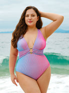 Women Knitted Polyester Blended One Pieces Swimwear Sustainable Plus Size One-Pieces - BERLOOK