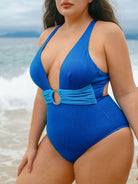 Women Knitted Polyester Blended One Pieces Swimwear Sustainable Plus Size One-Pieces - BERLOOK