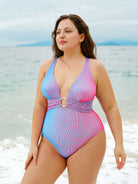 Women Knitted Polyester Blended One Pieces Swimwear Sustainable Plus Size One-Pieces - BERLOOK