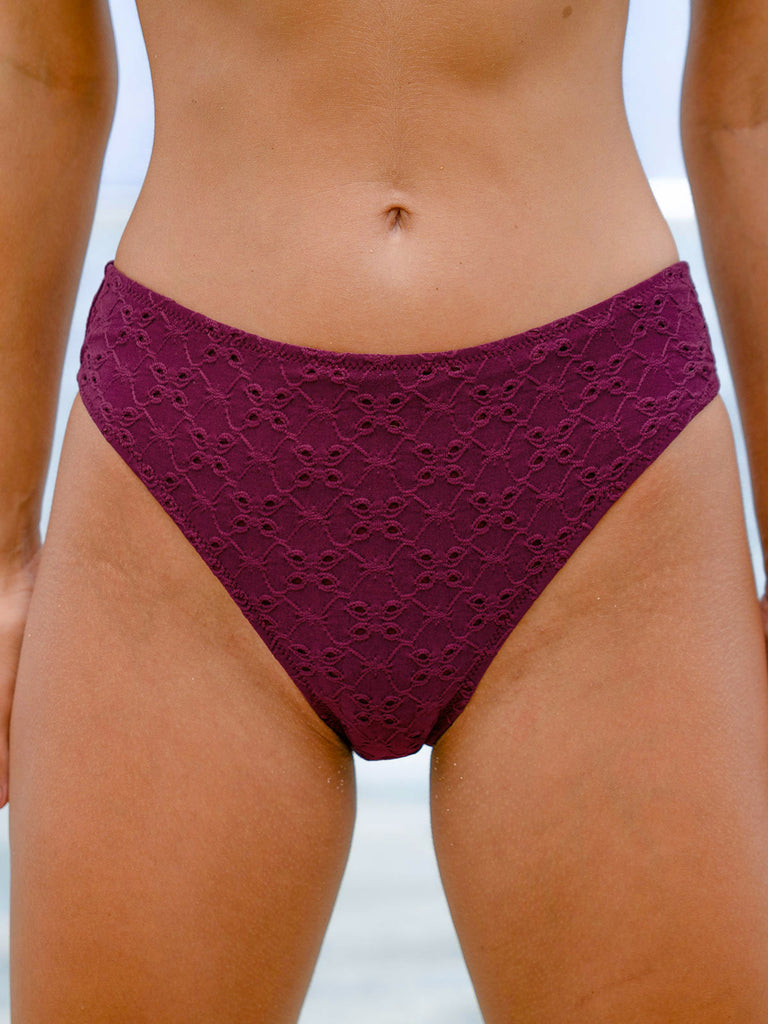 Women Knitted Polyester Blended Tankini Bottoms Burgundy Sustainable Tankinis - BERLOOK