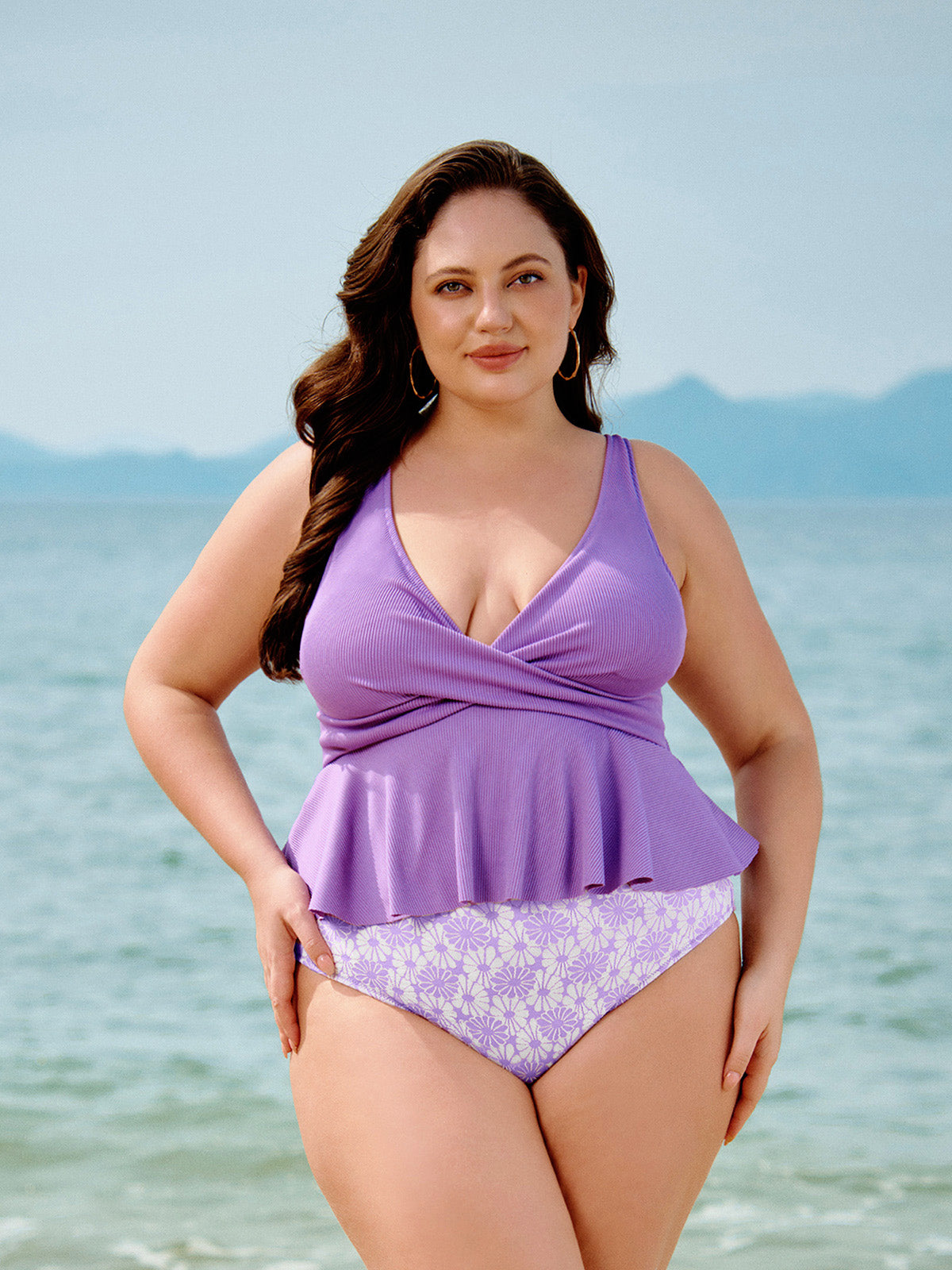 Women Knitted Polyester Blended Tankini Bottoms Sustainable Plus Size Tankinis - BERLOOK