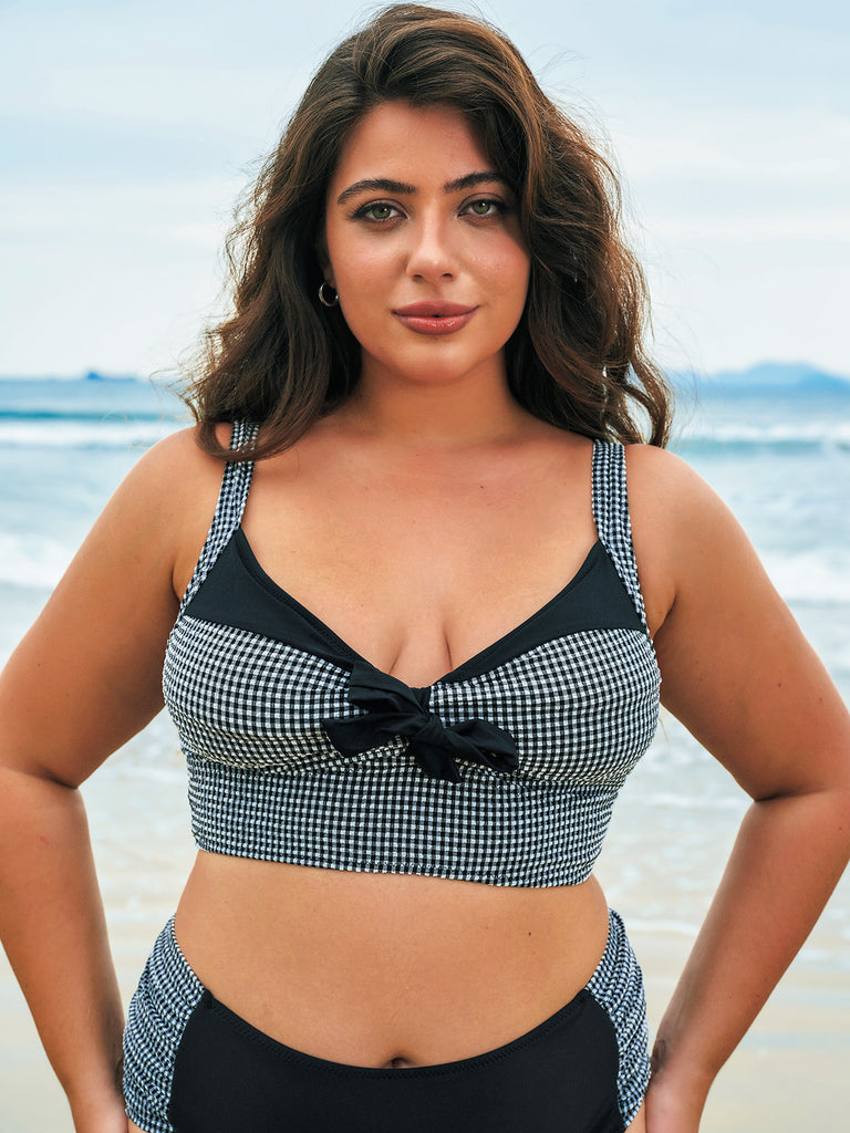 Women Knitted Polyester Nylon Blended Bikini Tops Sustainable Plus Size Bikinis - BERLOOK