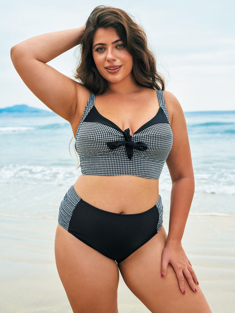 Women Knitted Polyester Nylon Blended Bikini Tops Sustainable Plus Size Bikinis - BERLOOK