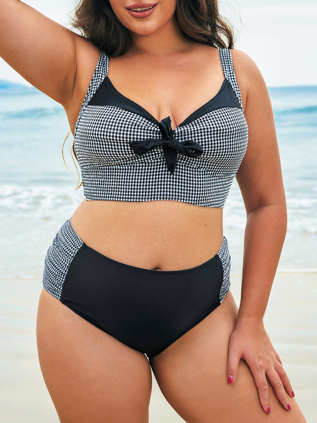 Women Knitted Polyester Nylon Blended Bikini Tops Sustainable Plus Size Bikinis - BERLOOK