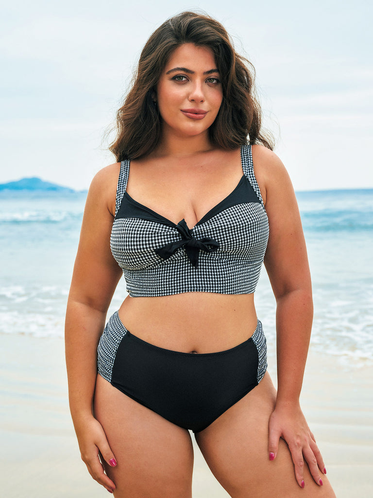 Women Knitted Polyester Nylon Blended Bikini Tops Sustainable Plus Size Bikinis - BERLOOK