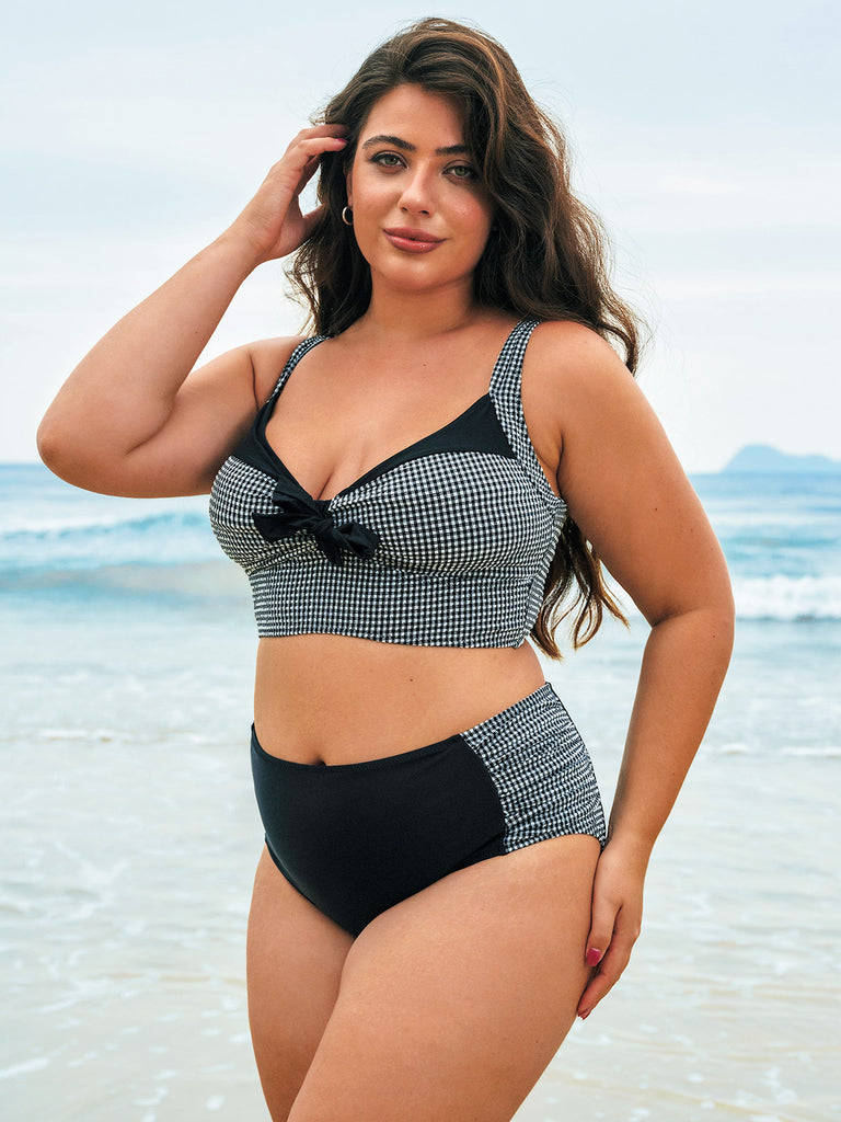 Women Knitted Polyester Nylon Blended Bikini Tops Sustainable Plus Size Bikinis - BERLOOK