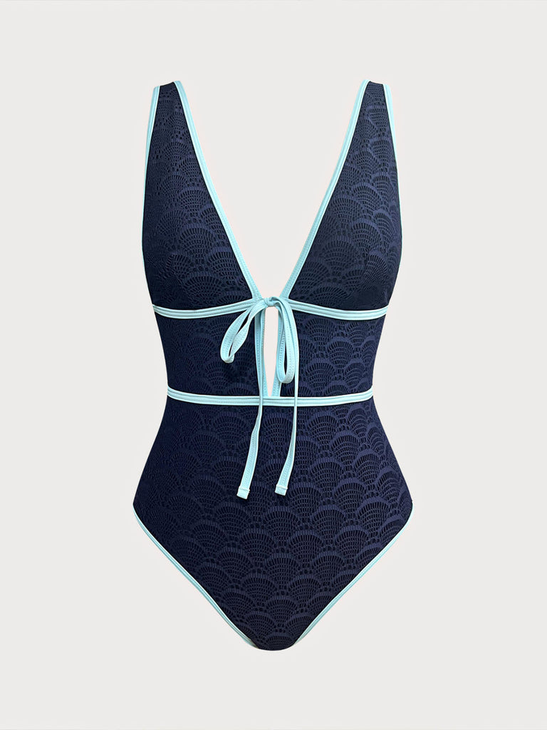Women Knitted Polyester One Pieces Swimwear Blue Sustainable One-Pieces - BERLOOK