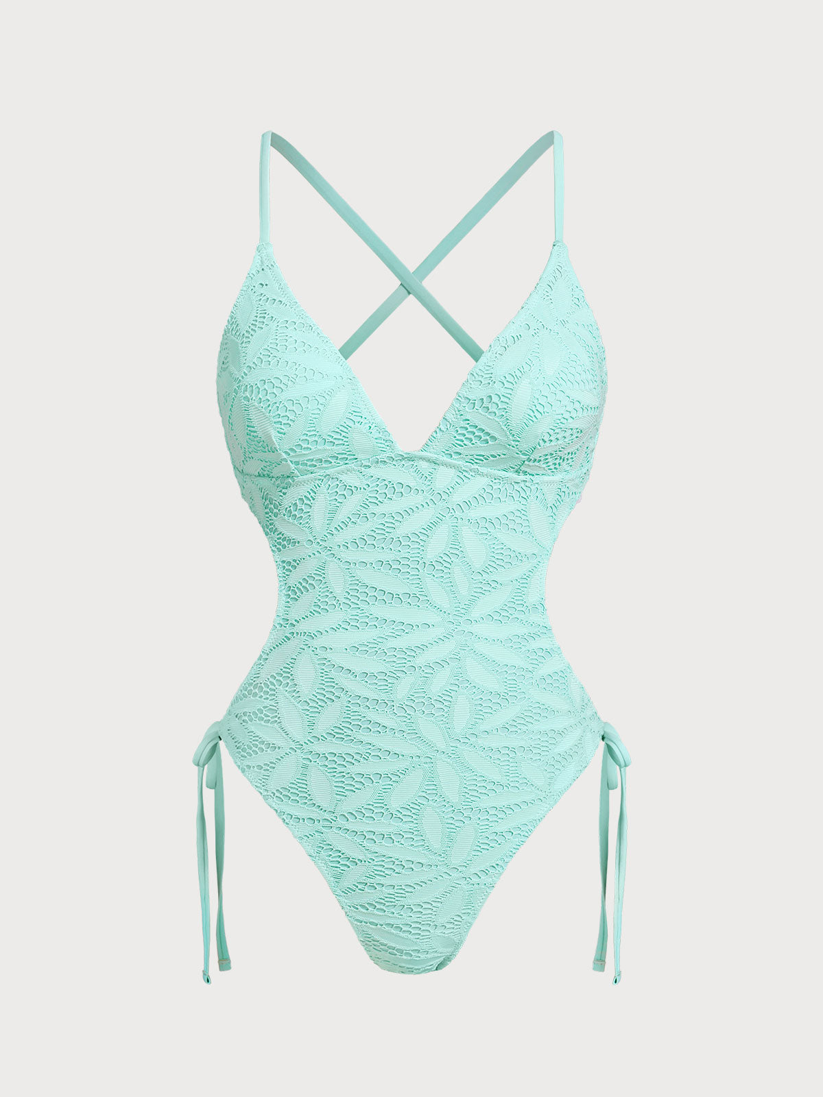 Women Knitted Polyester One Pieces Swimwear Cyan Sustainable One-Pieces - BERLOOK