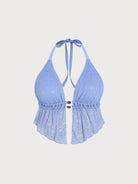 Women Knitted Polyester Tankini Tops Blue Sustainable Plus Size Tankinis - BERLOOK