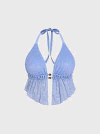 Women Knitted Polyester Tankini Tops Blue Sustainable Plus Size Tankinis - BERLOOK
