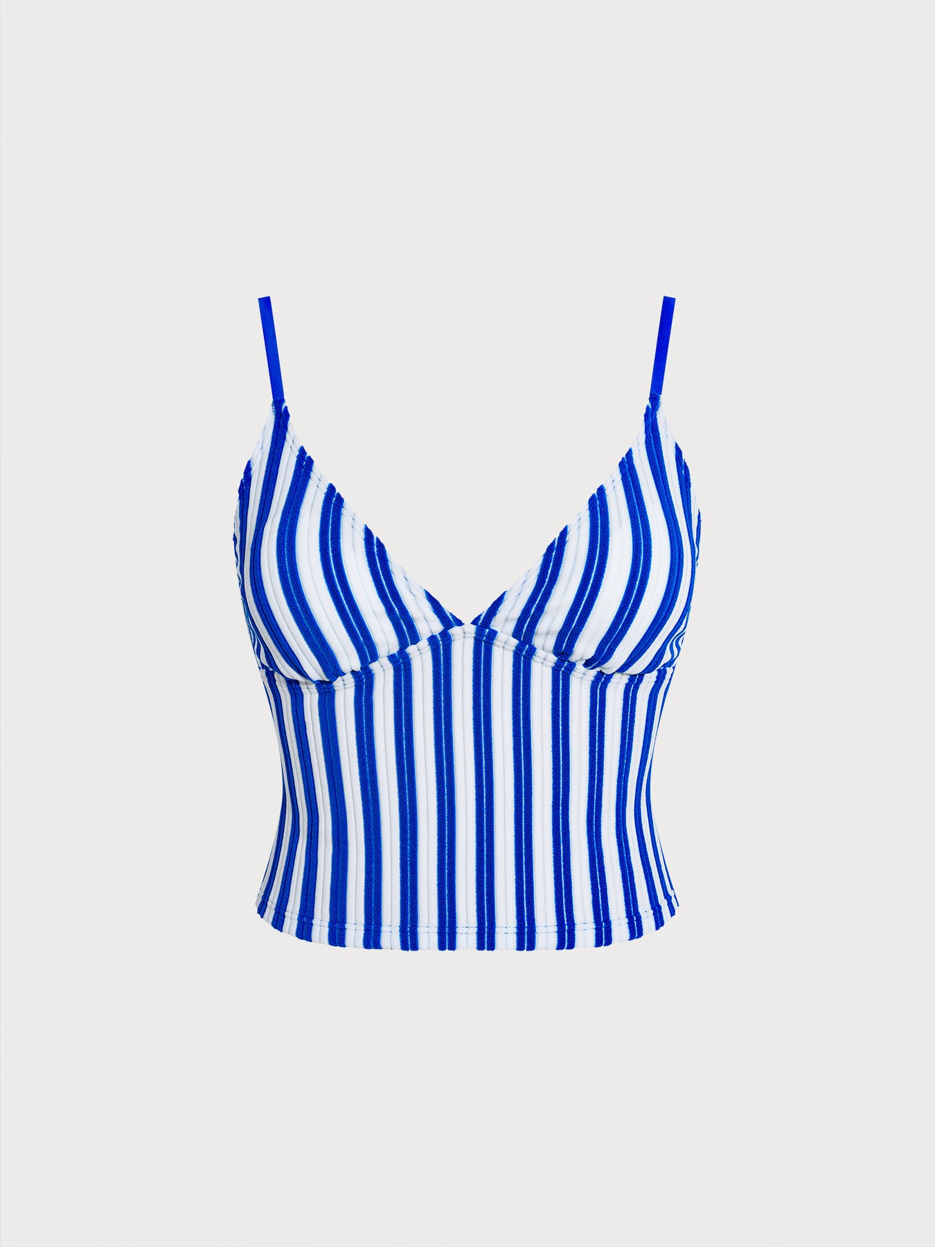 Women Knitted Polyester Tankini Tops Blue Sustainable Tankinis - BERLOOK