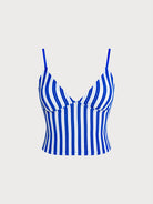 Women Knitted Polyester Tankini Tops Blue Sustainable Tankinis - BERLOOK