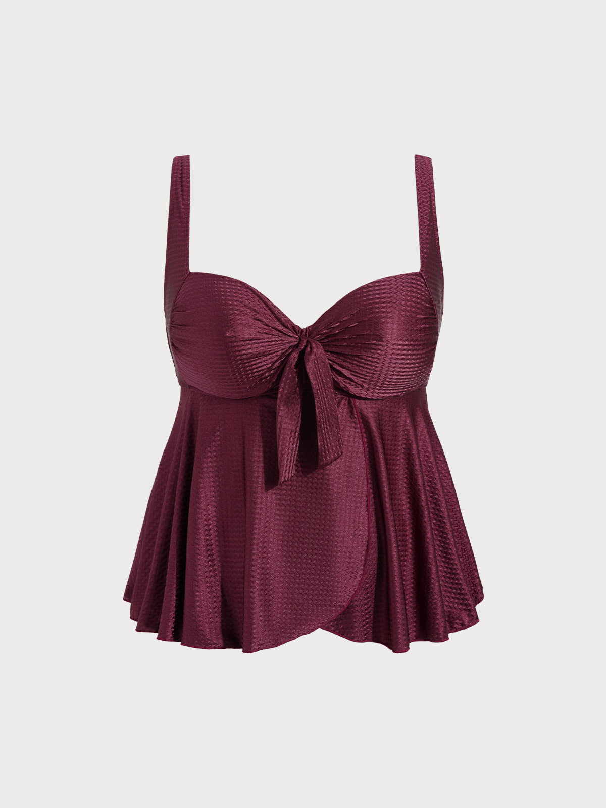 Women Knitted Polyester Tankini Tops Burgundy Sustainable Plus Size Tankinis - BERLOOK